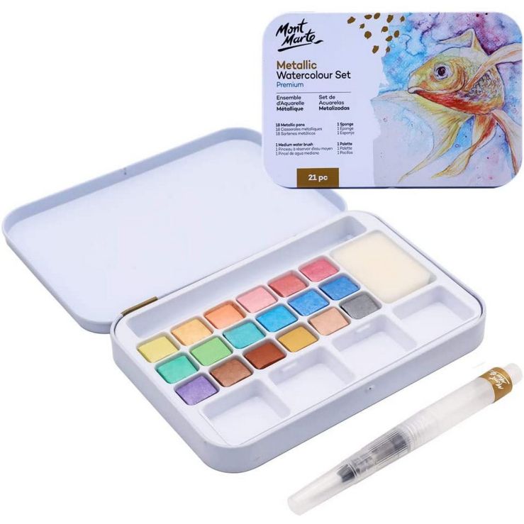 21 Pcs Mont Marte Metallic Watercolor Set