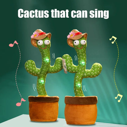 Full Size Dancing Talking Cactus With Hat Muffler Toy