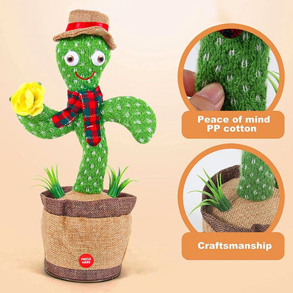Full Size Dancing Talking Cactus With Hat Muffler Toy