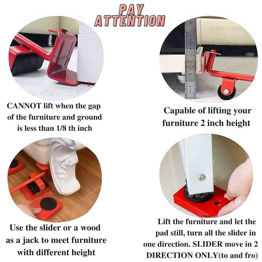 Furniture Lifter Mover Tool Set with Furniture Pads Lifting