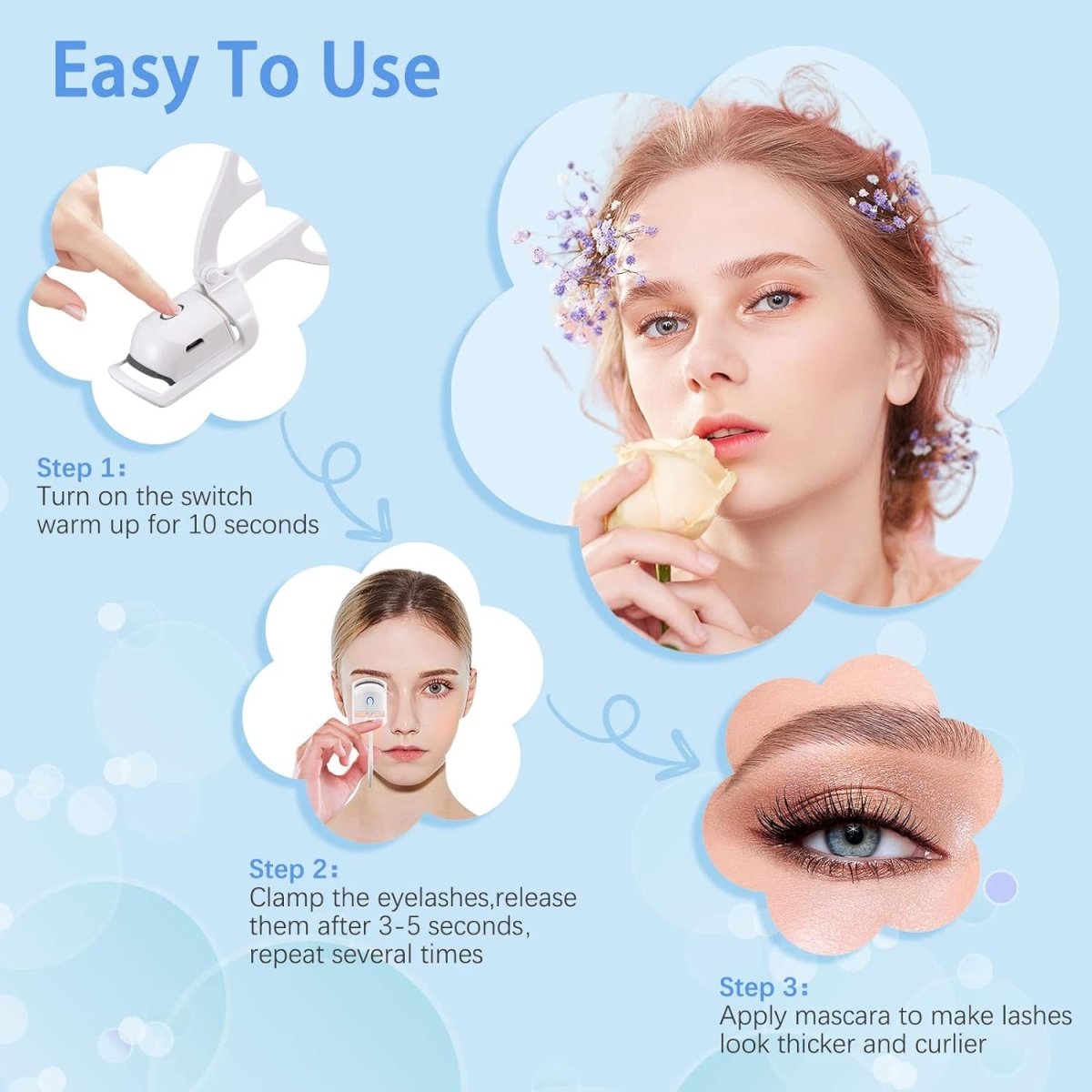 Rechargeable Electric Eyelash Curler with 2 Heating Modes Makeup