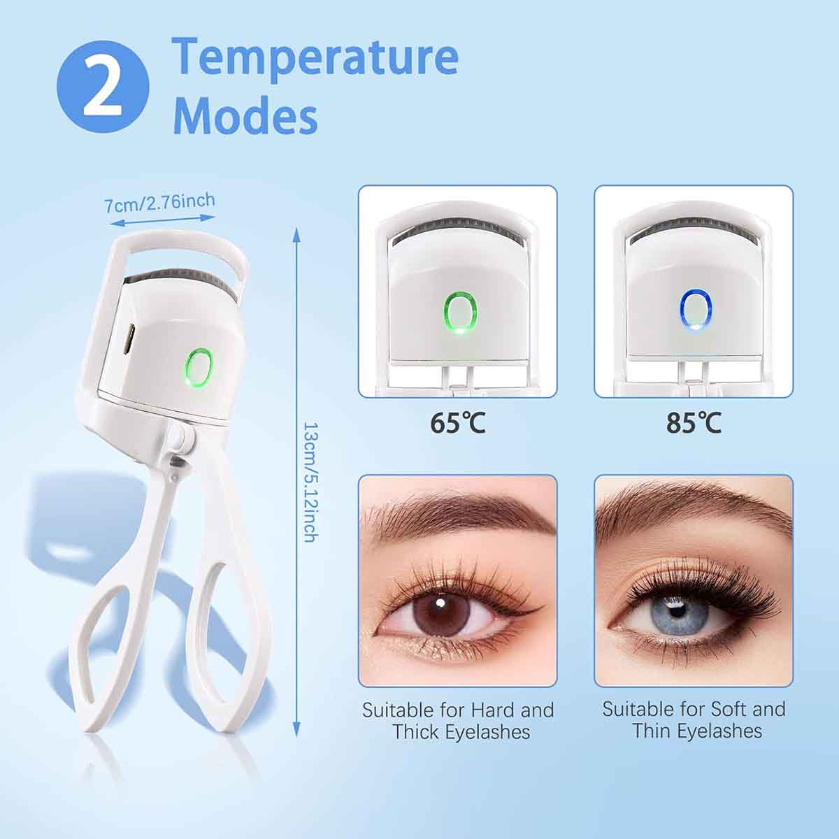 Rechargeable Electric Eyelash Curler with 2 Heating Modes Makeup