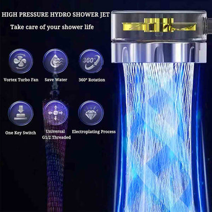 Hydro Shower Jet High Pressure Turbo Head Set