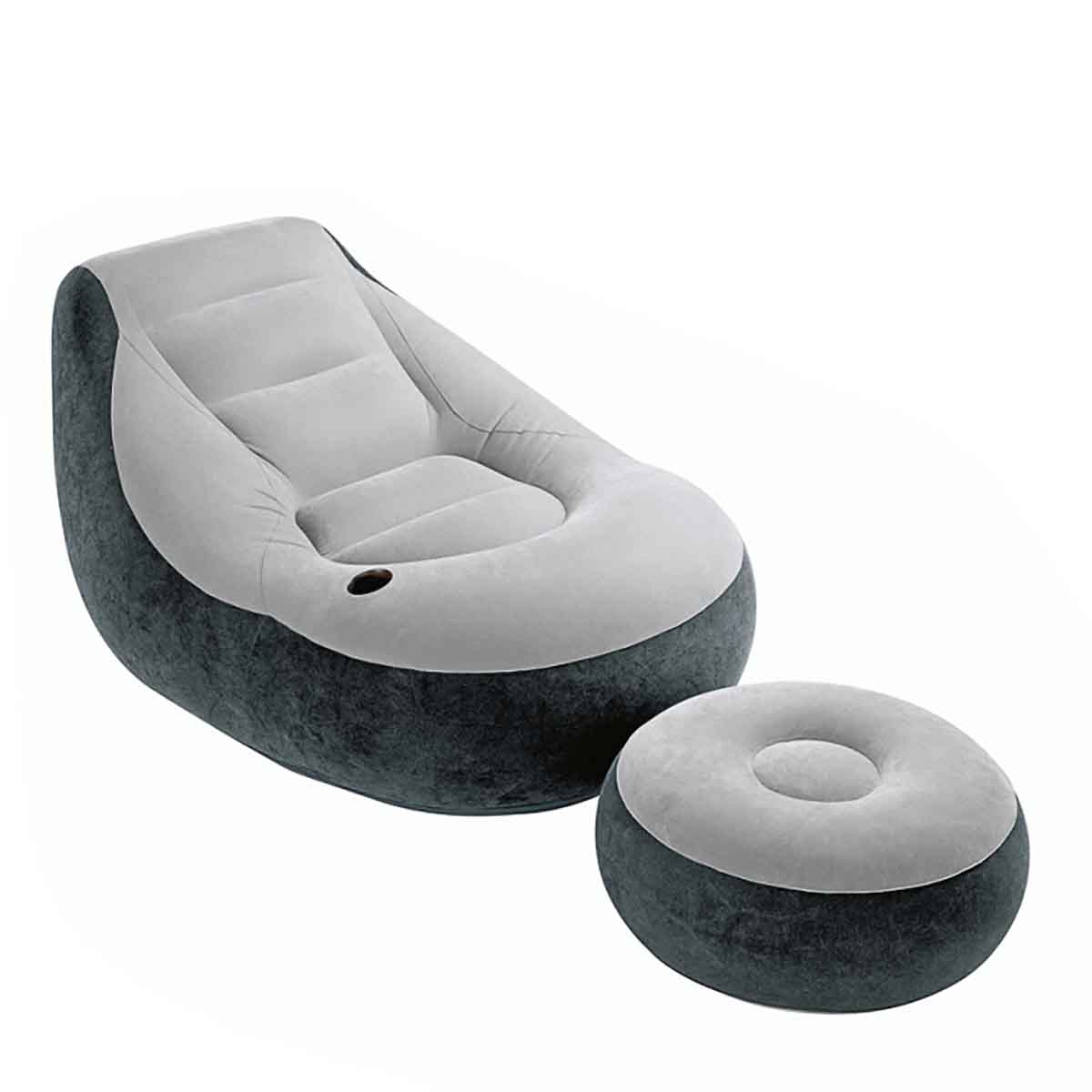 Intex Inflatable Ultra Lounge Chair With Cup Holder And Ottoman Set