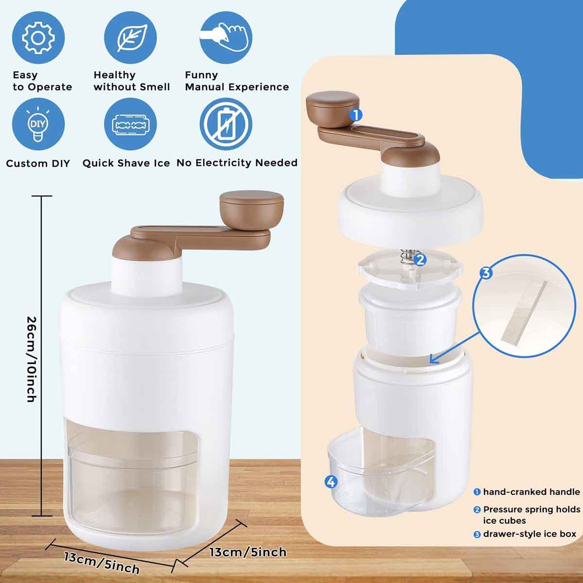 Manual Ice Shaver Machine Snow Cone Machine