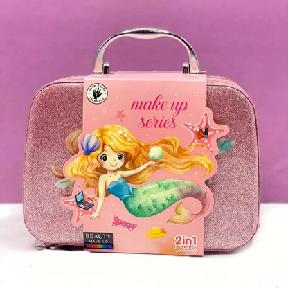 Mermaid Portable  non Toxic Makeup Set Nail Art Kit Vanity Toy for Girls