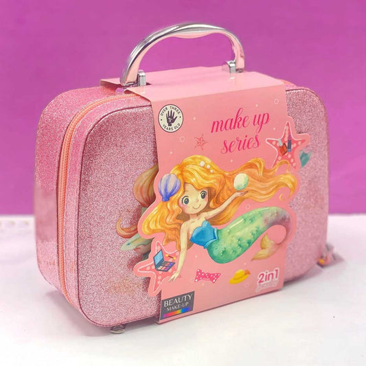 Mermaid Portable  non Toxic Makeup Set Nail Art Kit Vanity Toy for Girls