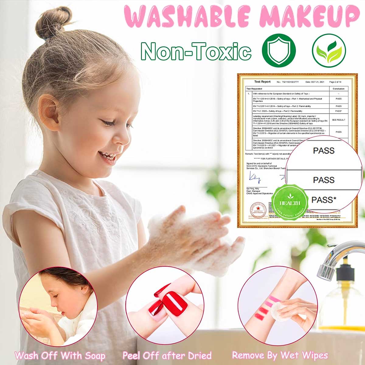 Mermaid Portable  non Toxic Makeup Set Nail Art Kit Vanity Toy for Girls