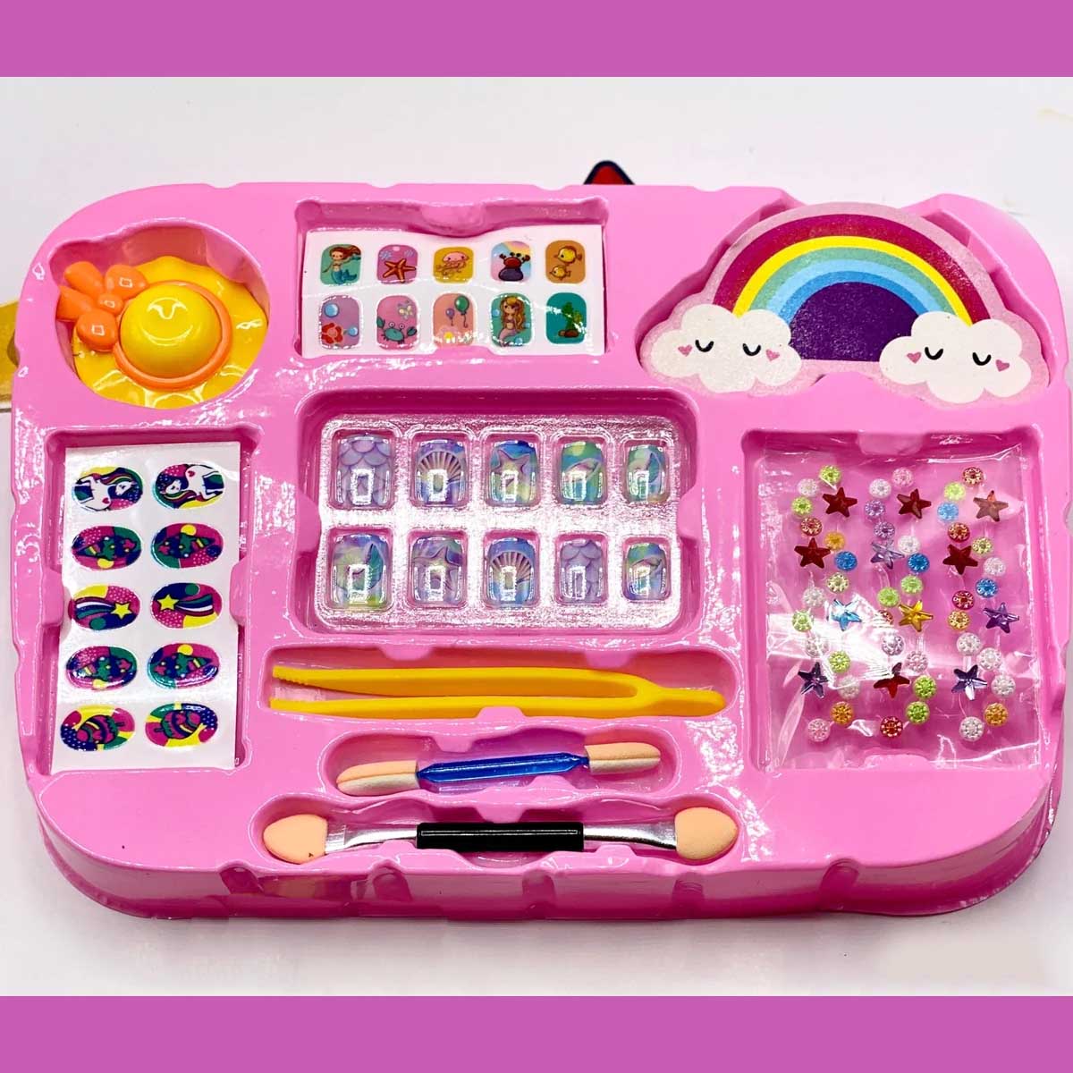 Mermaid Portable  non Toxic Makeup Set Nail Art Kit Vanity Toy for Girls