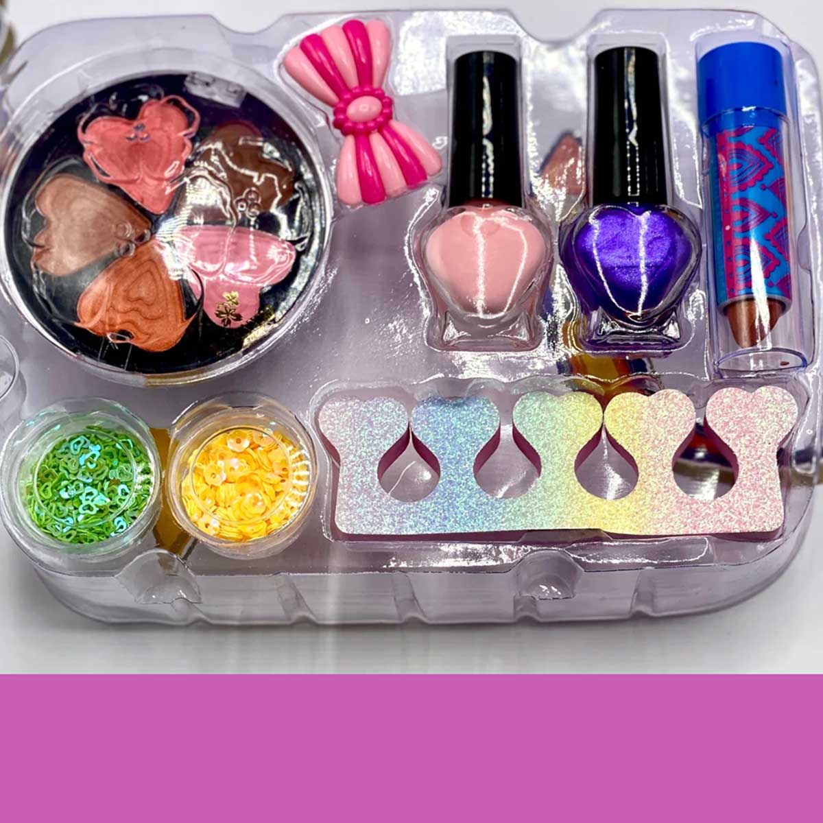 Mermaid Portable  non Toxic Makeup Set Nail Art Kit Vanity Toy for Girls