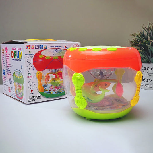 Musical Fish Aquarium Drum Toy with 3D Lights