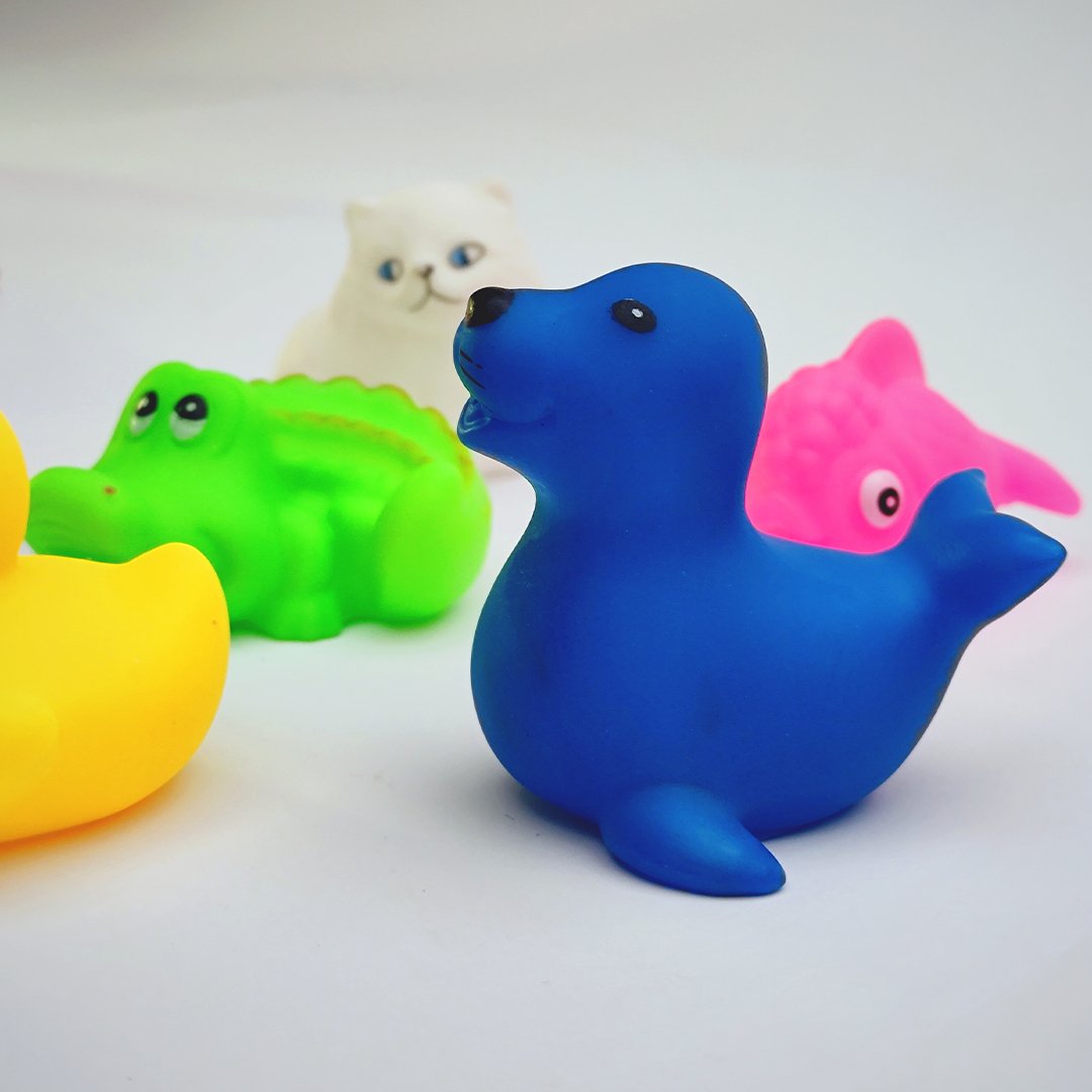 Pack Of 6 Soft Rubber Chu Chu Sound Animal Toys