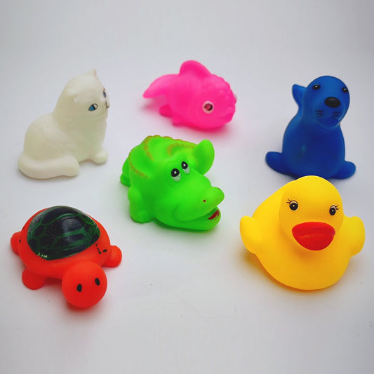 Pack Of 6 Soft Rubber Chu Chu Sound Animal Toys