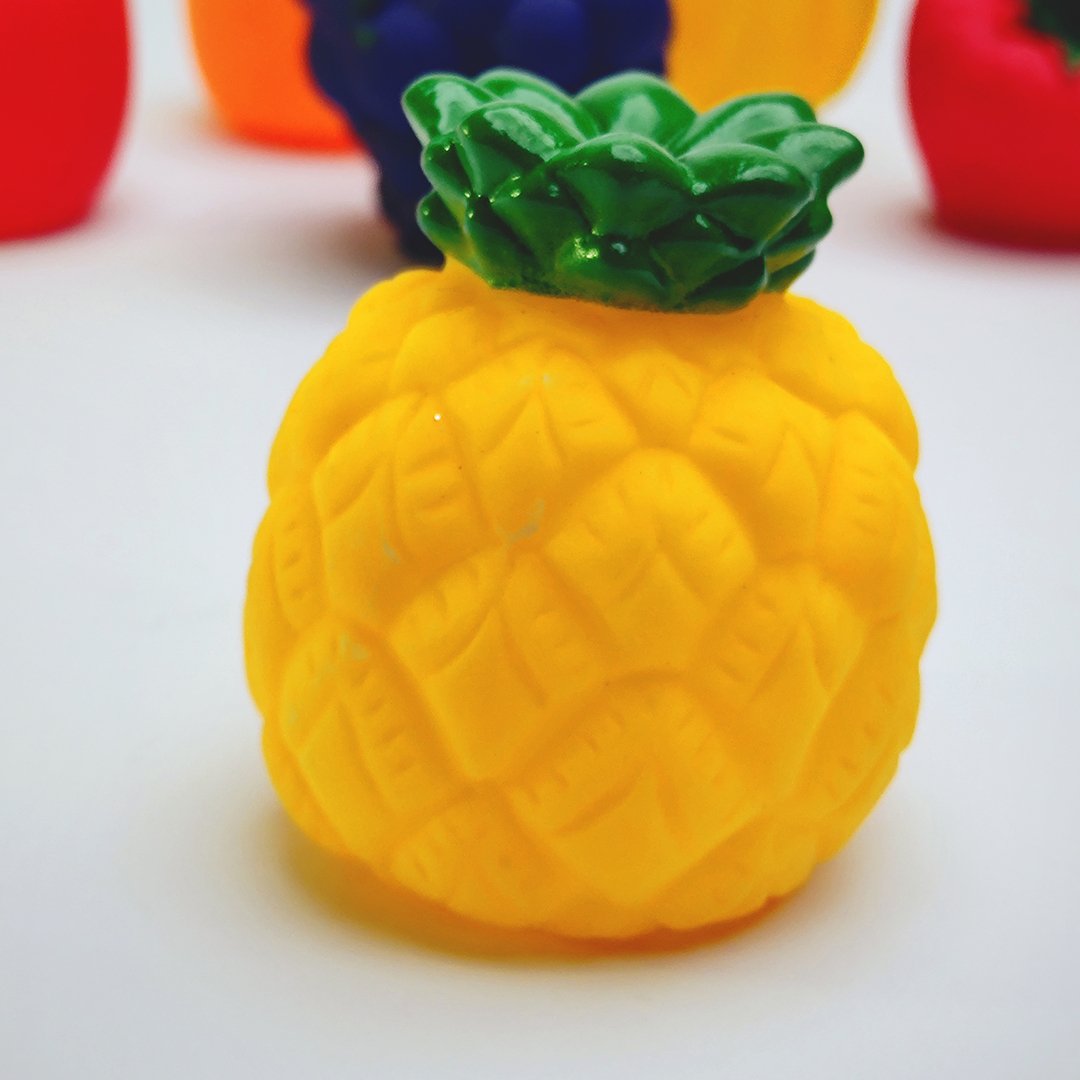 Pack Of 6 Soft Rubber Chu Chu Sound Fruit Toys