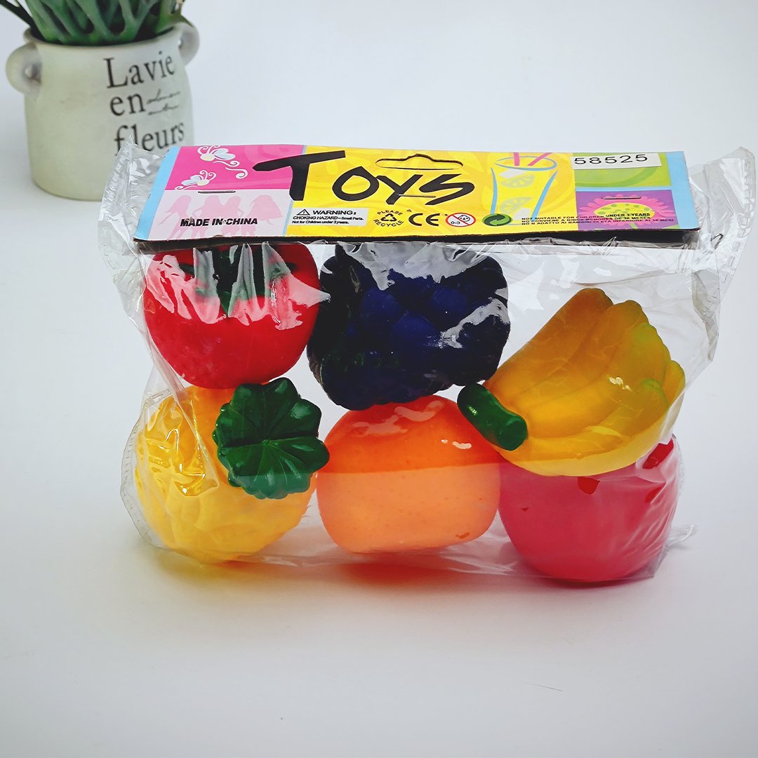 Pack Of 6 Soft Rubber Chu Chu Sound Fruit Toys