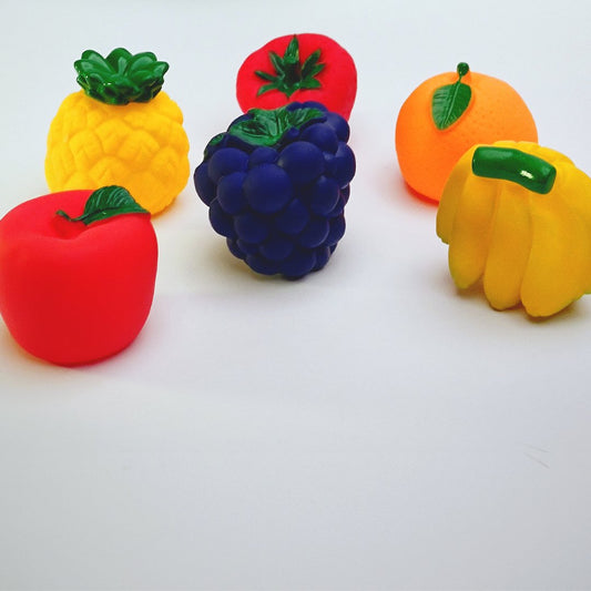 Pack Of 6 Soft Rubber Chu Chu Sound Fruit Toys