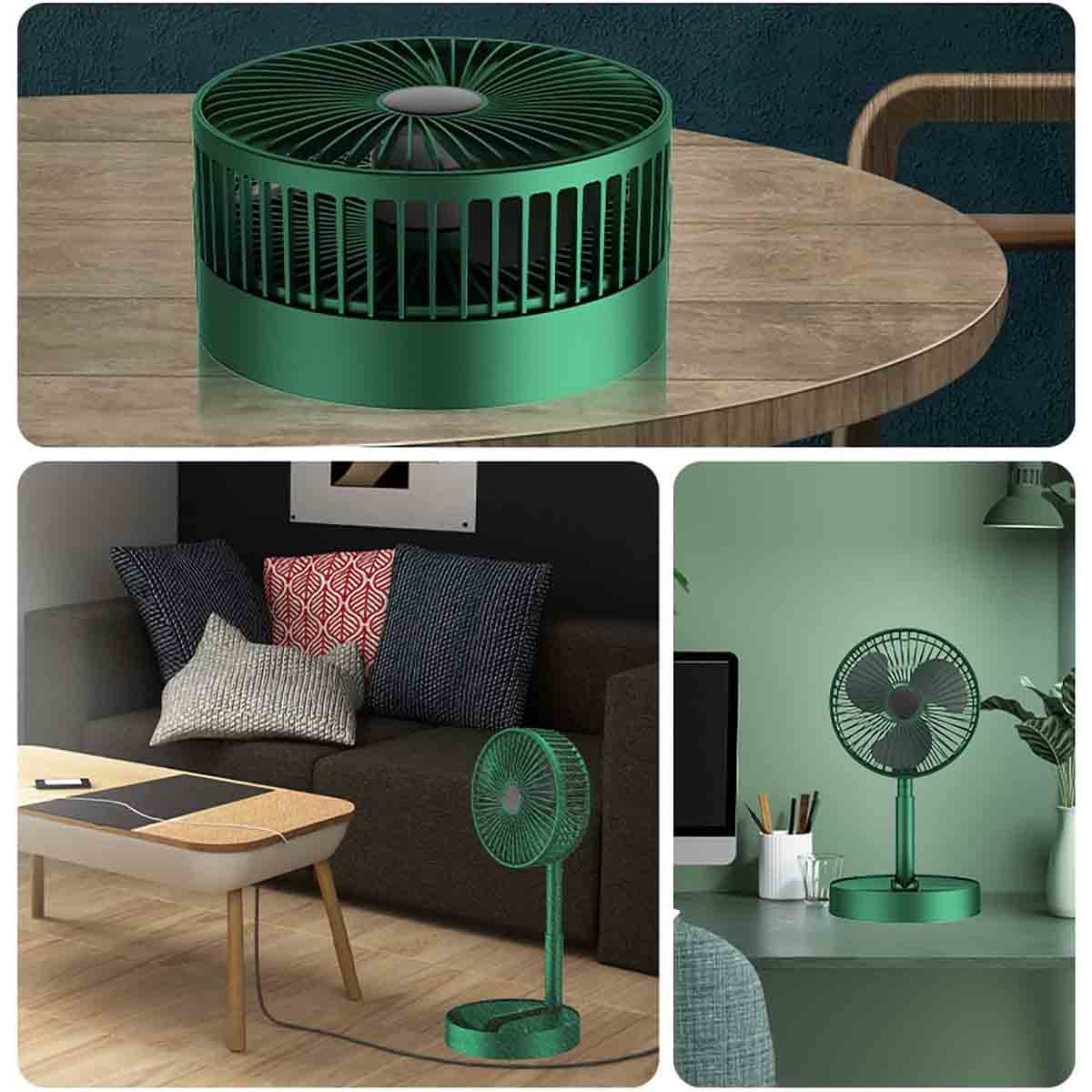 Portable USB Charging Fan Mini Foldable Green