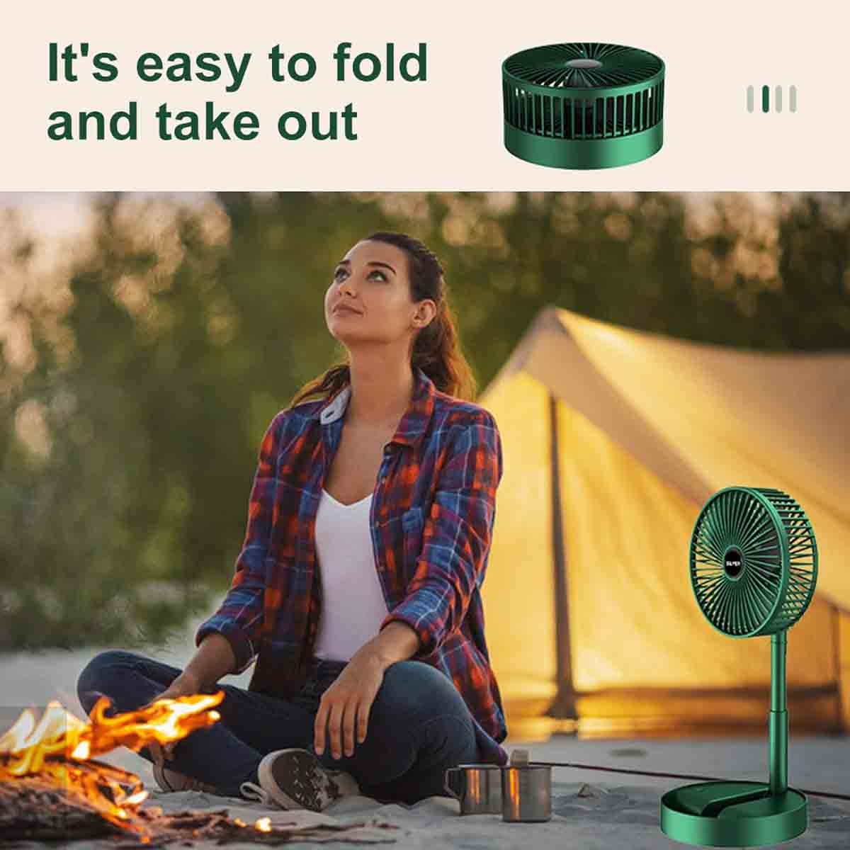 Portable USB Charging Fan Mini Foldable Green