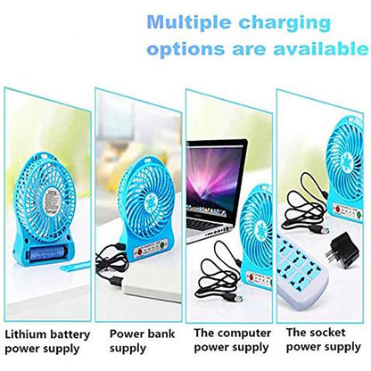 Rechargable Desk Fan with LED Light and 3 level fan speed contral