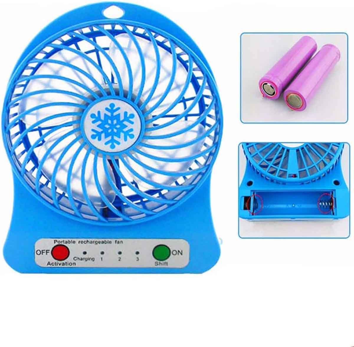 Rechargable Desk Fan with LED Light and 3 level fan speed contral