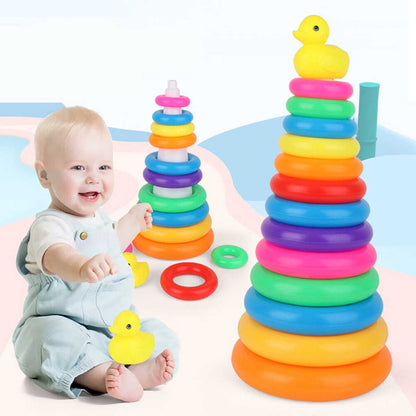 Ring Stacking Set Early Educational Toddlers Colours Recognition Shape Size Toy for Kids