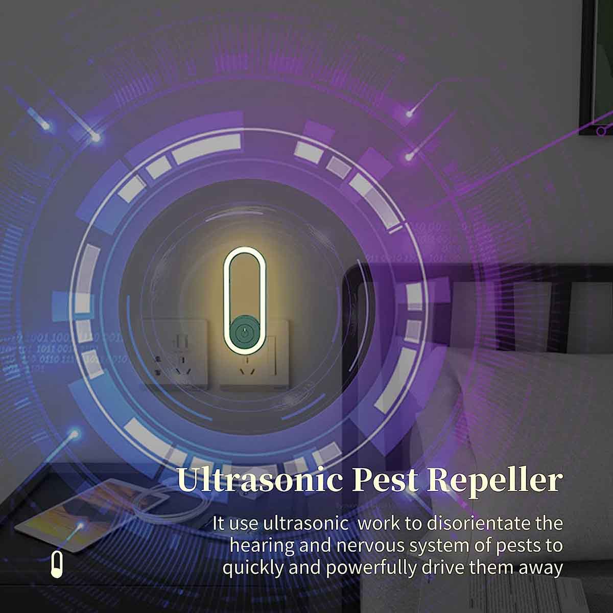 Ultrasonic Pest Repellent with LED Lamp Night Mosquito Killer Bug Zapper Lamp