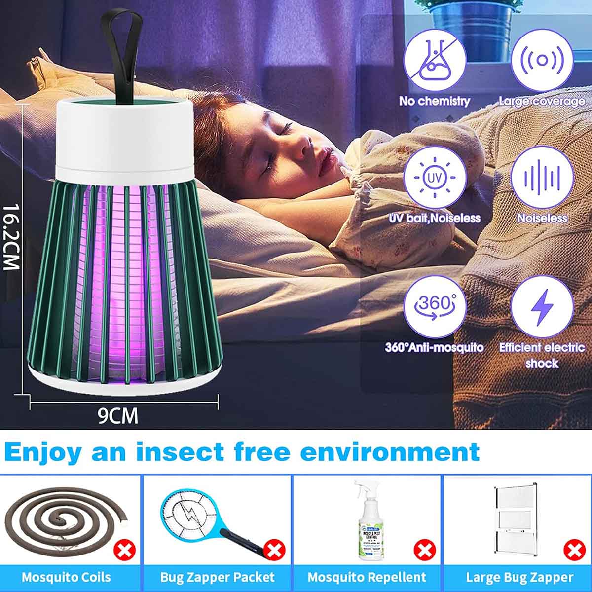 Rechargeable Mosquito Killer Lamp Catcher Zapper Trap