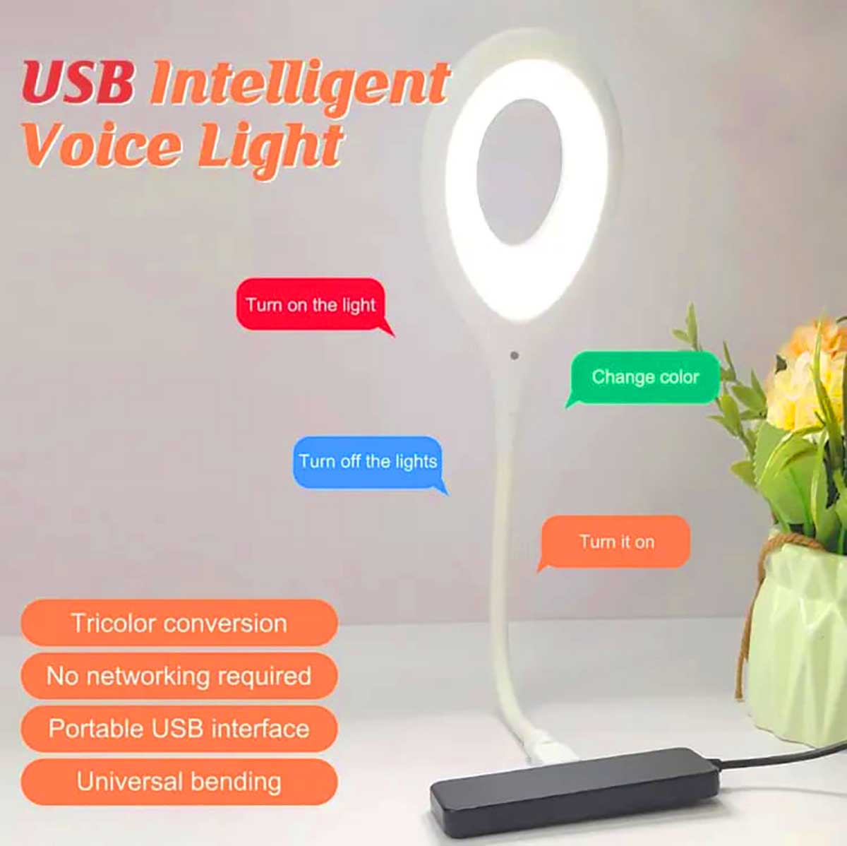 Voice Control USB Light for Laptop Keyboard Sound Control 3 Color 4 Lvls