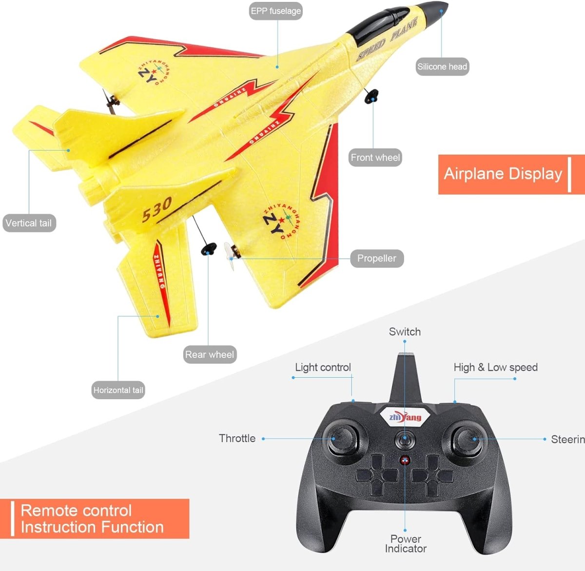 ZY-530 2CH RC Remote Control Fighter Plane Toy